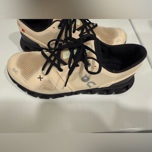 On Running Athletic Shoes in Cream and Black
